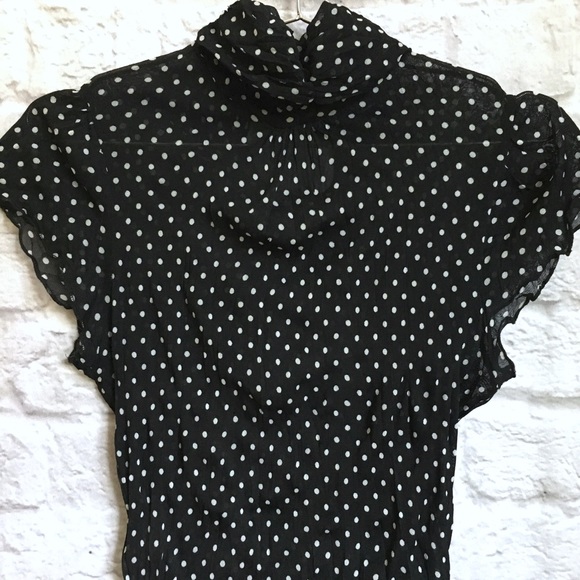 zara black and white polka dot top